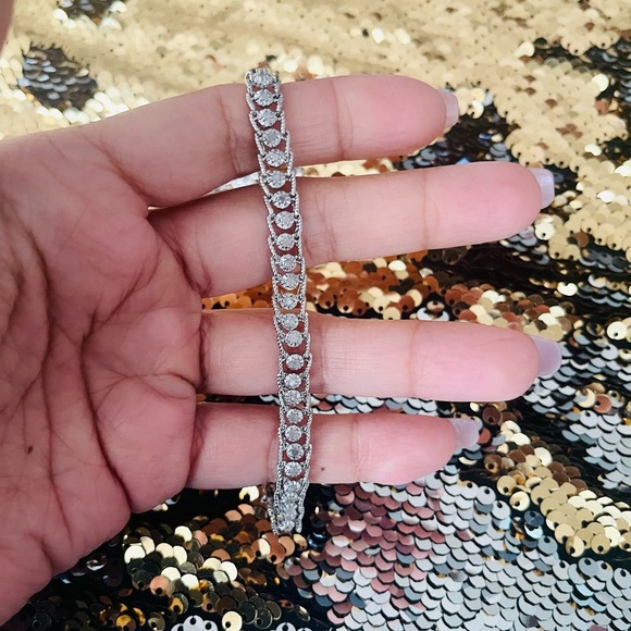 Real diamond beautiful bracelet, 1ct natural diamonds, Free diamond Hoops WOW! - Picture 7 of 8